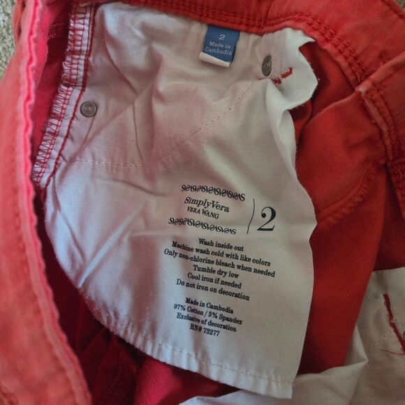 Simply Vera Vera Wang Salmon Colored Jeans Size 2 - Picture 5 of 6